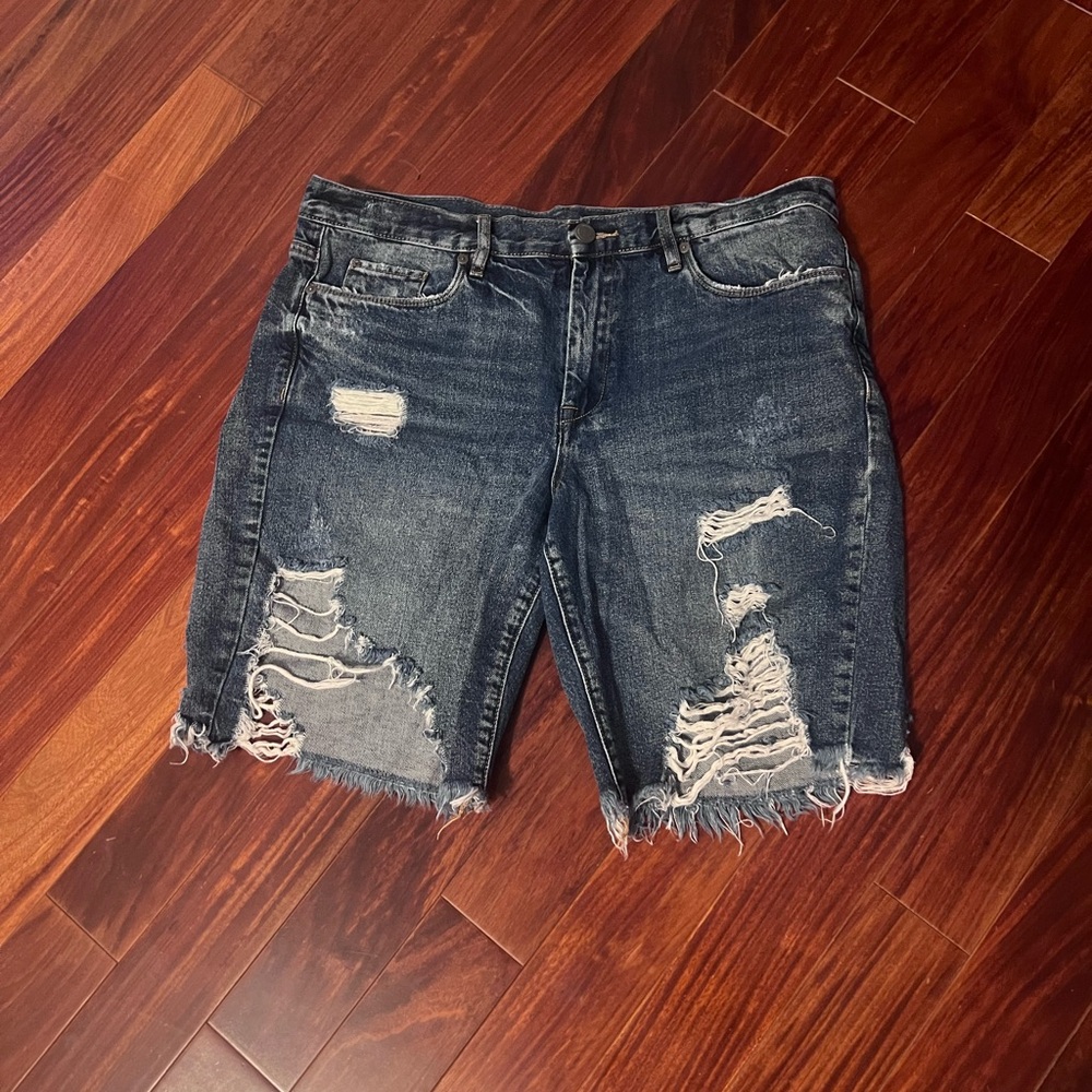 Blank NYC Blue Distressed Jean Shorts